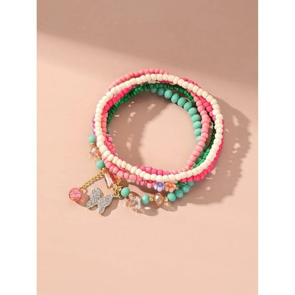 Flower Butterfly Charm Anklet - Picture 2 of 6